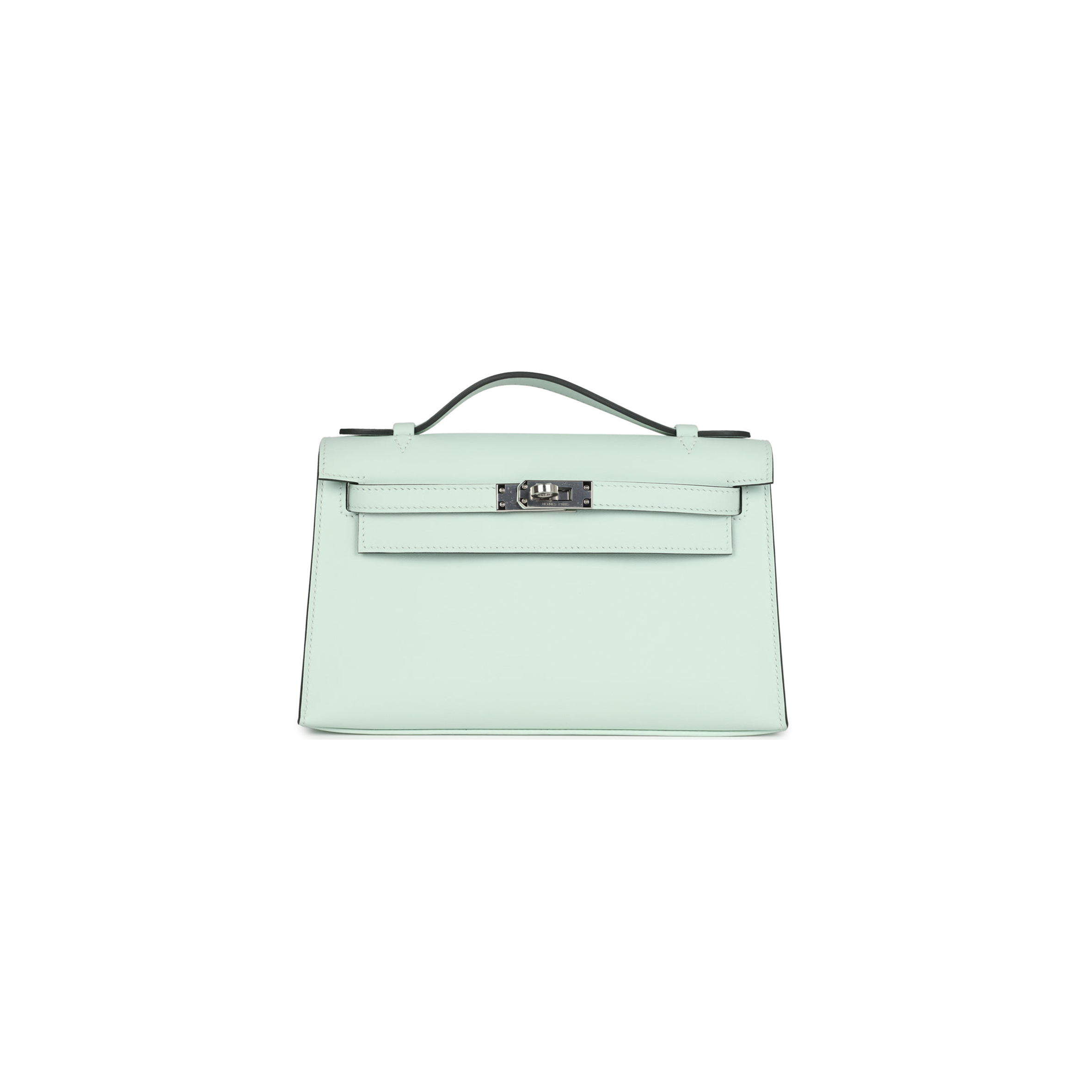 HERMES MASTER KELLY POCHETTE VERT BUBBLE GREEN SWIFT PALLADIUM HARDWARE (22*14*7cm) 